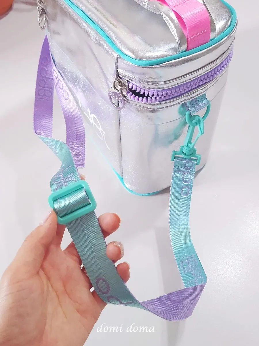 Purple and mint color-blocked strap