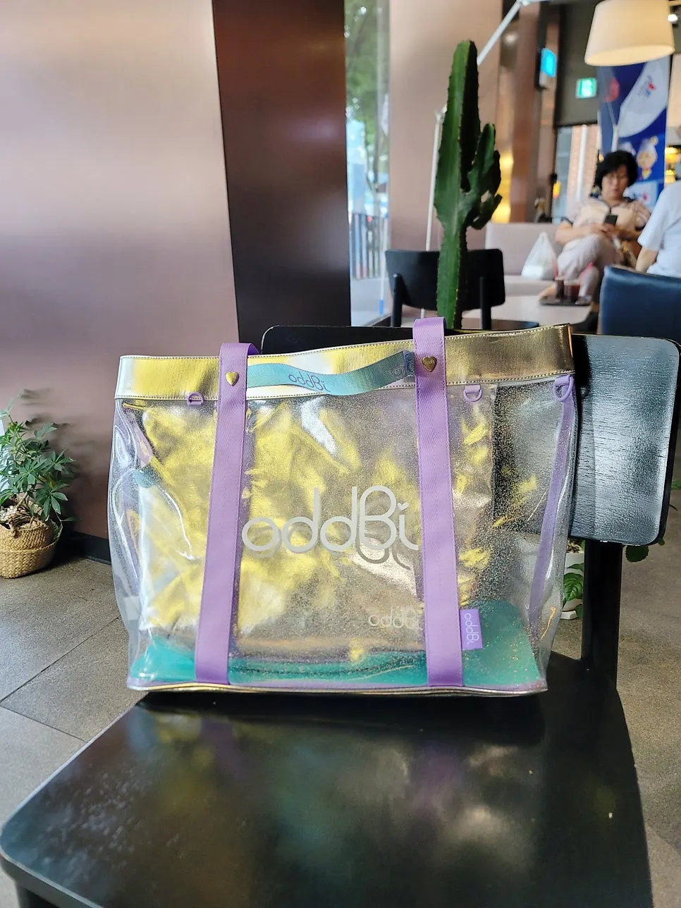 Silver inner bag and pink pouch