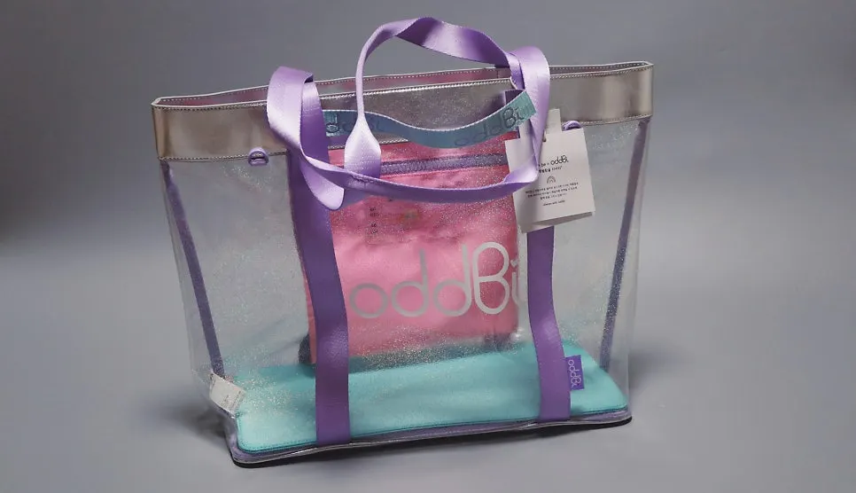 Transparent beach bag with insulated inner bag