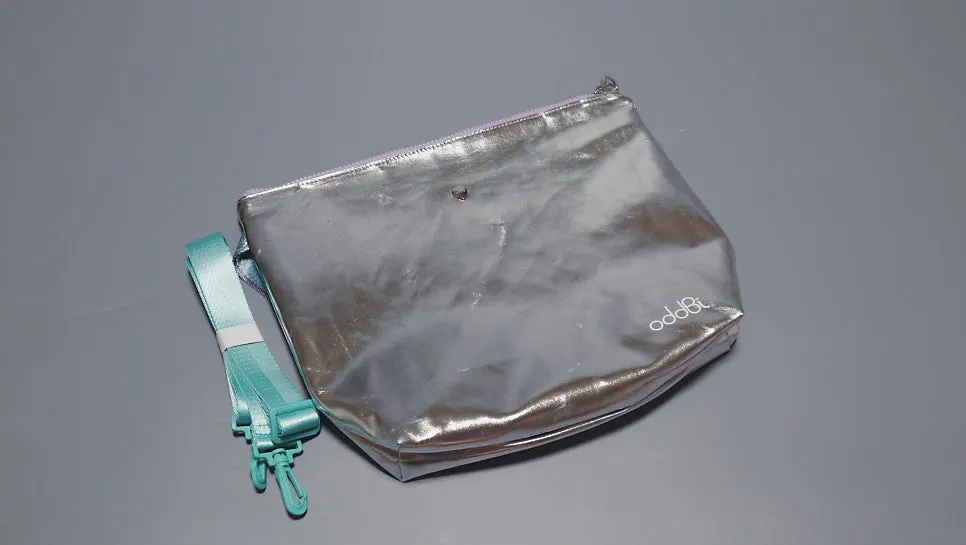 Transparent beach bag with holographic sparkle details