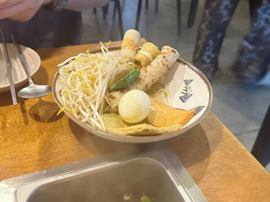 Plate with chewy oden and egg