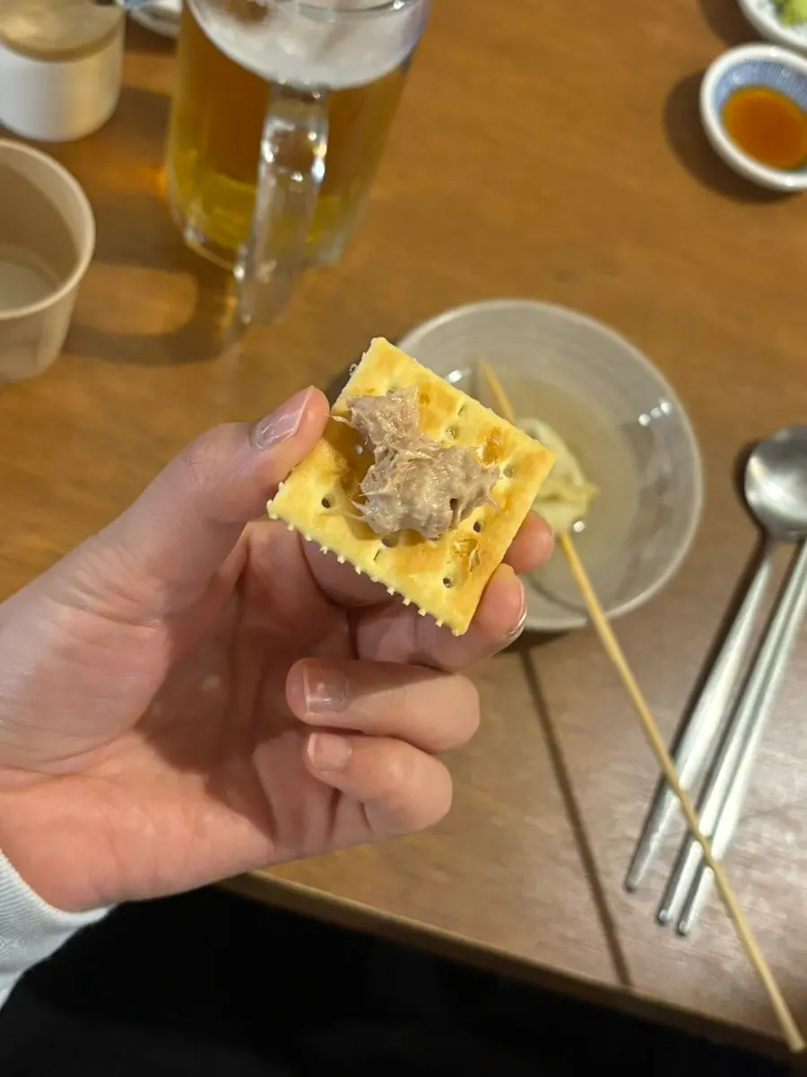 Canape made with tuna on a cracker