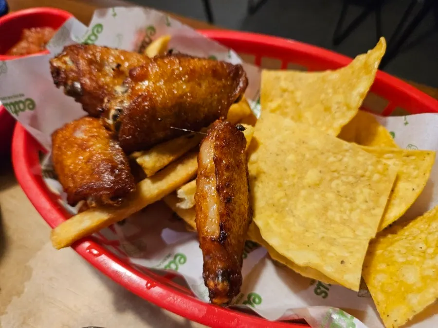 Nacho chips served with sauces