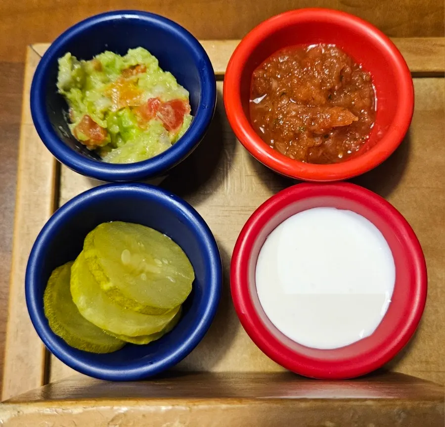 Combo platter sauces including sour cream