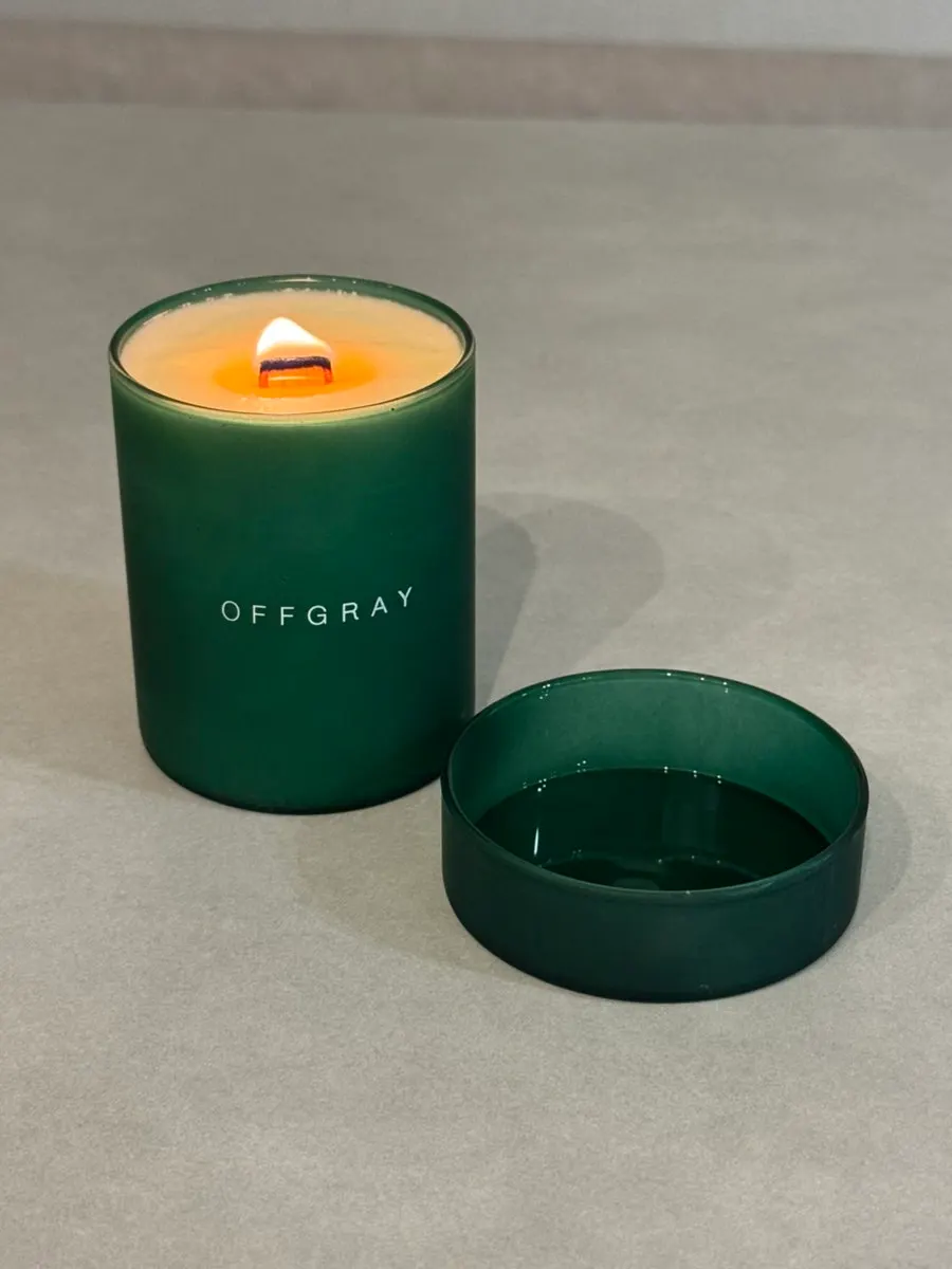 Offgray candle placed in the home