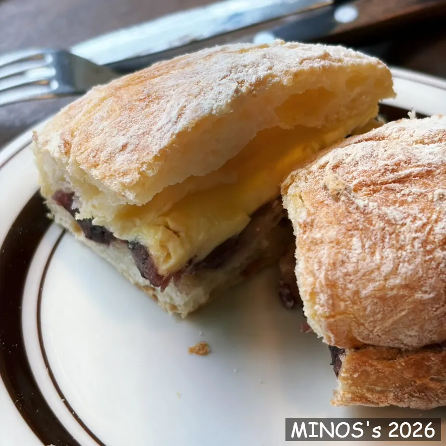 Red-bean butter ciabatta filled with red bean paste and butter