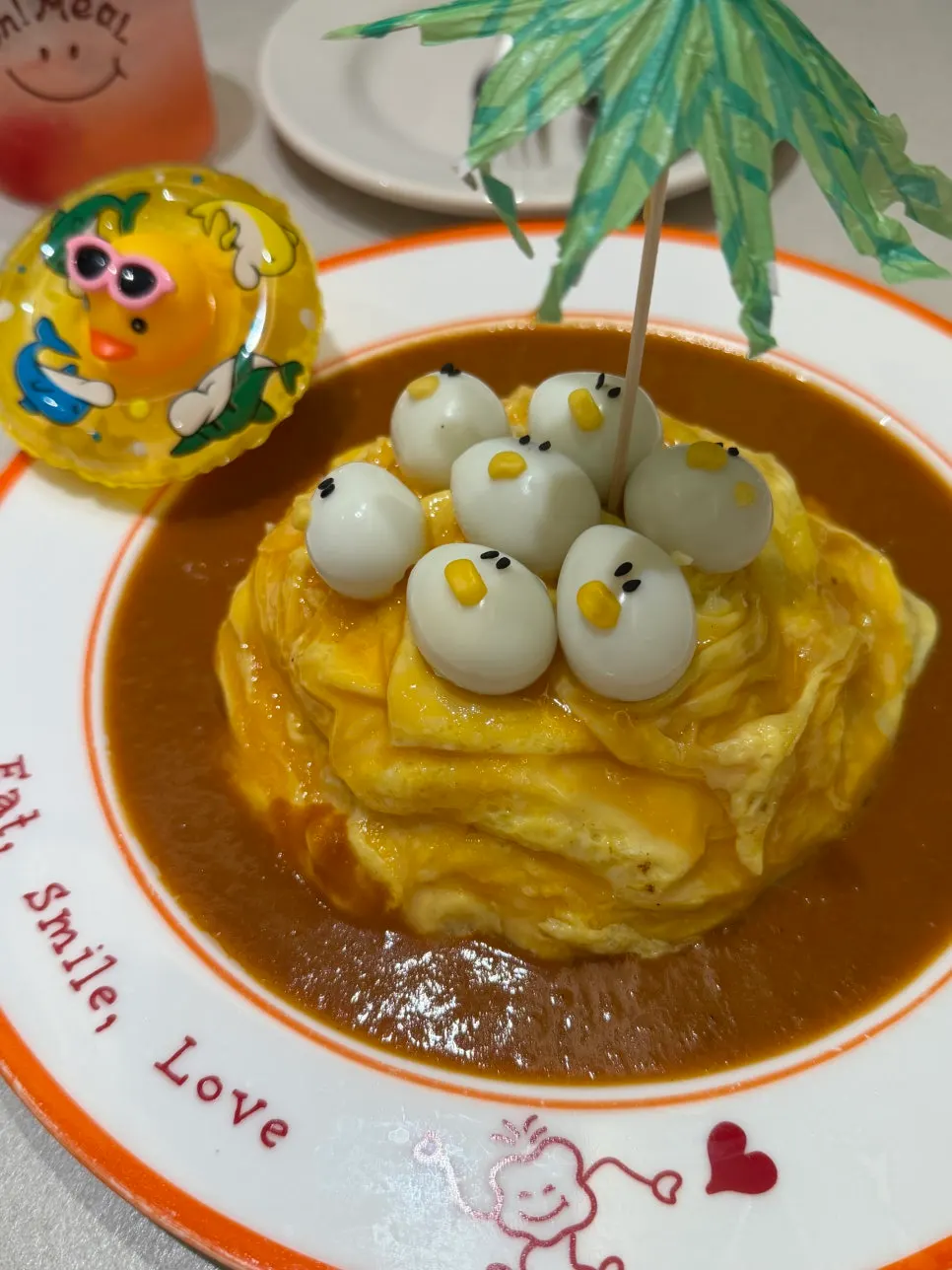 A plate of rubber duck omurice at Omil Hongdae