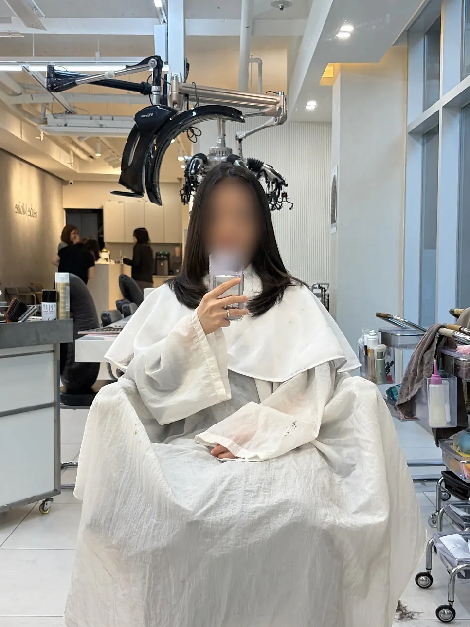 Hair styled straight for a no-curl look