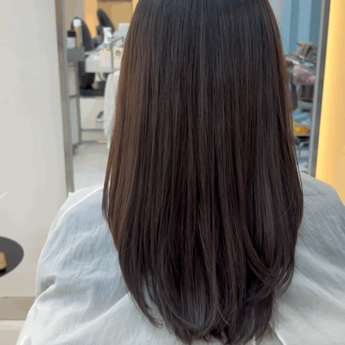 Silky, glossy hair after the treatment