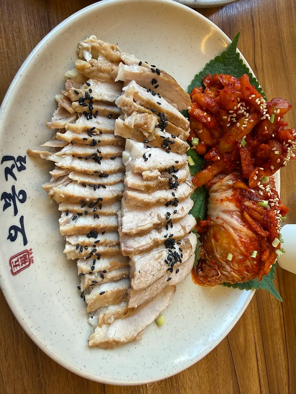 Octopus stir-fry paired with a bite of bossam