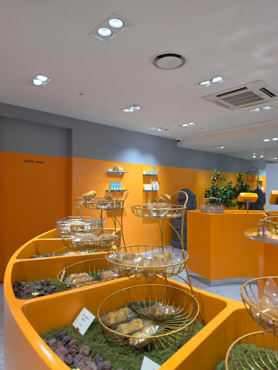 Today Jeju desserts displayed in gold baskets