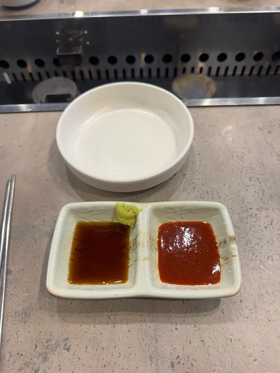 Plate of the kimchi served as a basic side dish at 52 Degree Kalguksu