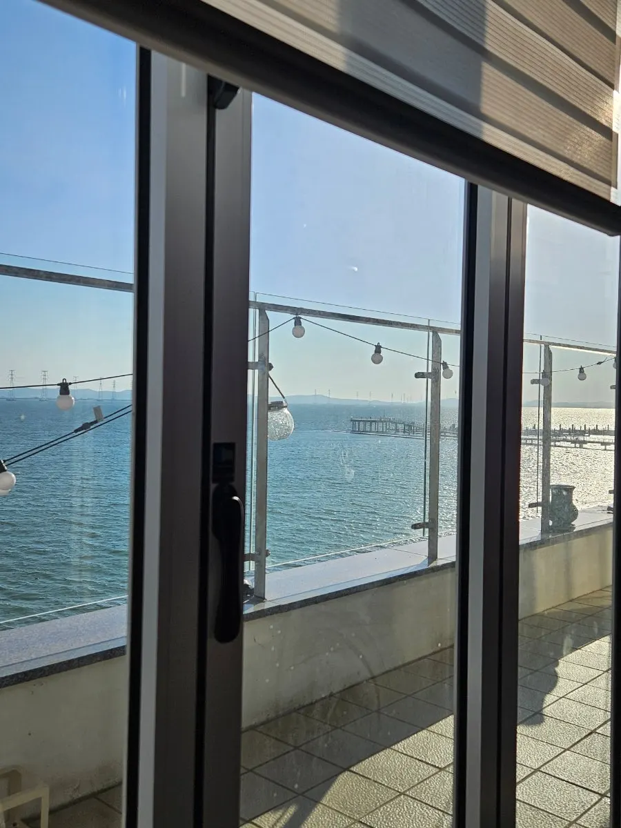 Window seating on the 3rd floor with a view of the West Sea