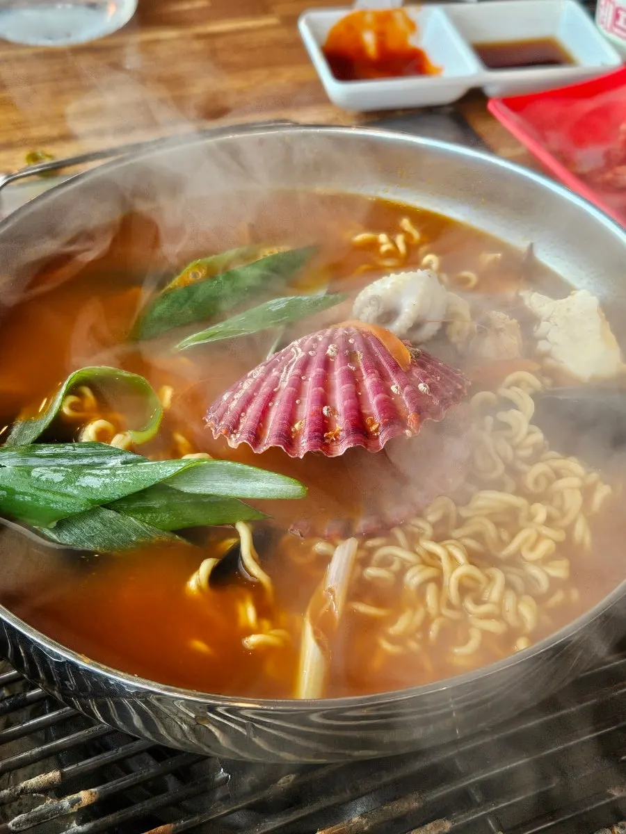 Seafood ramyeon loaded with seafood