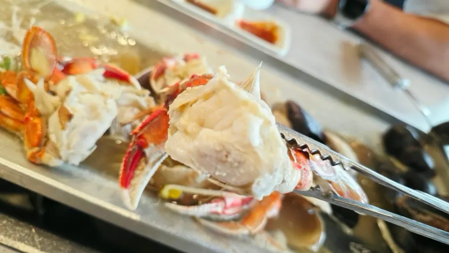 A blue crab packed with meat