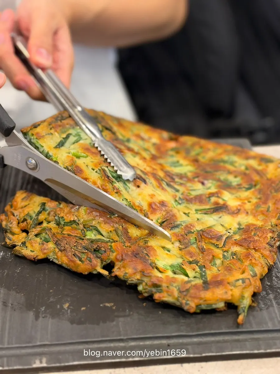 Golden-brown buchujeon chive pancake