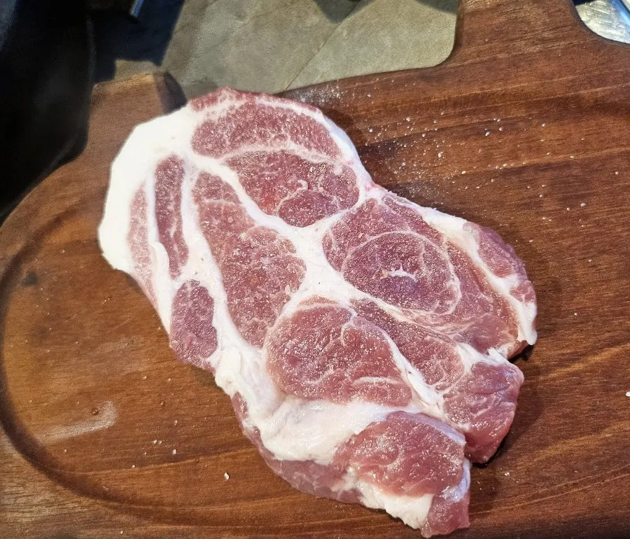 Raw Korean pork served on a plate