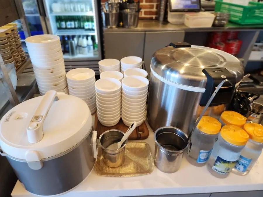 Self-serve bar with extra rice available