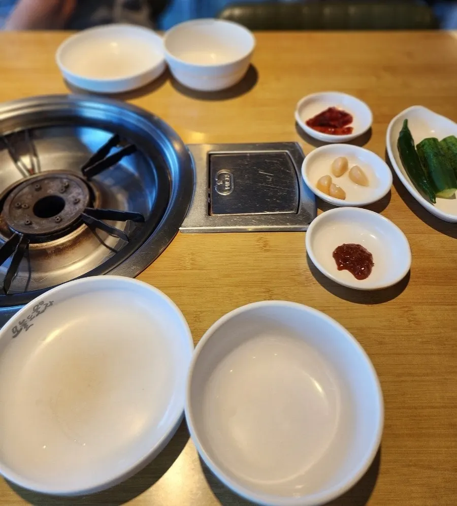 Table set with basic side dishes