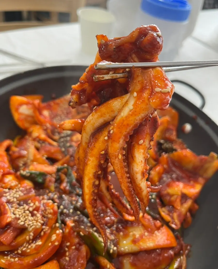 Stir-fried squid for 2 sprinkled with sesame seeds
