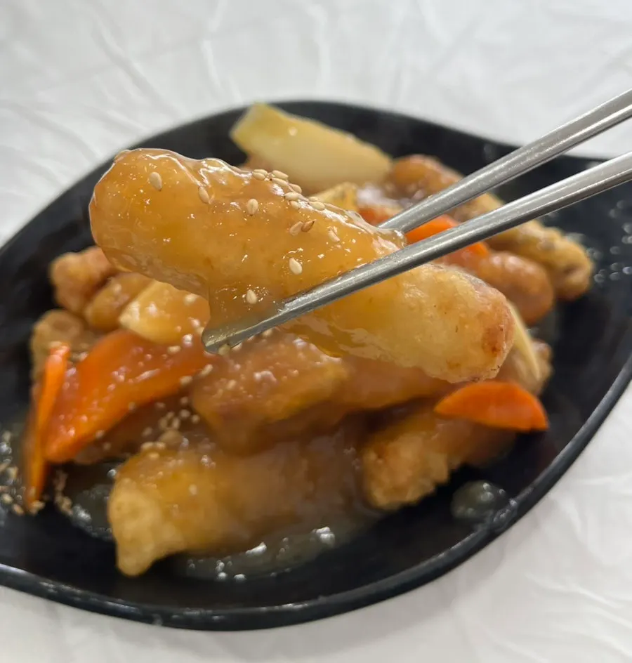 Squid tangsuyuk topped with sweet-and-sour sauce