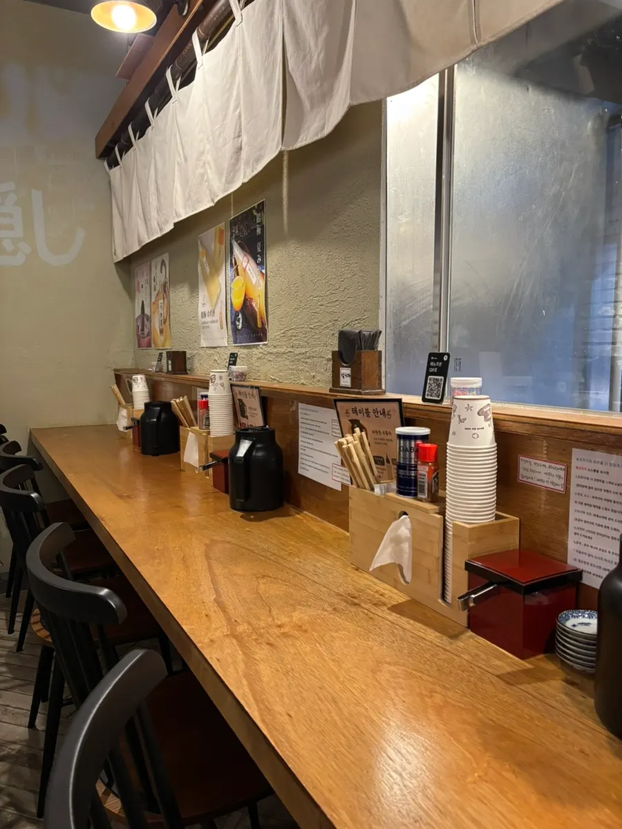 Interior seating at Okagura Ramen