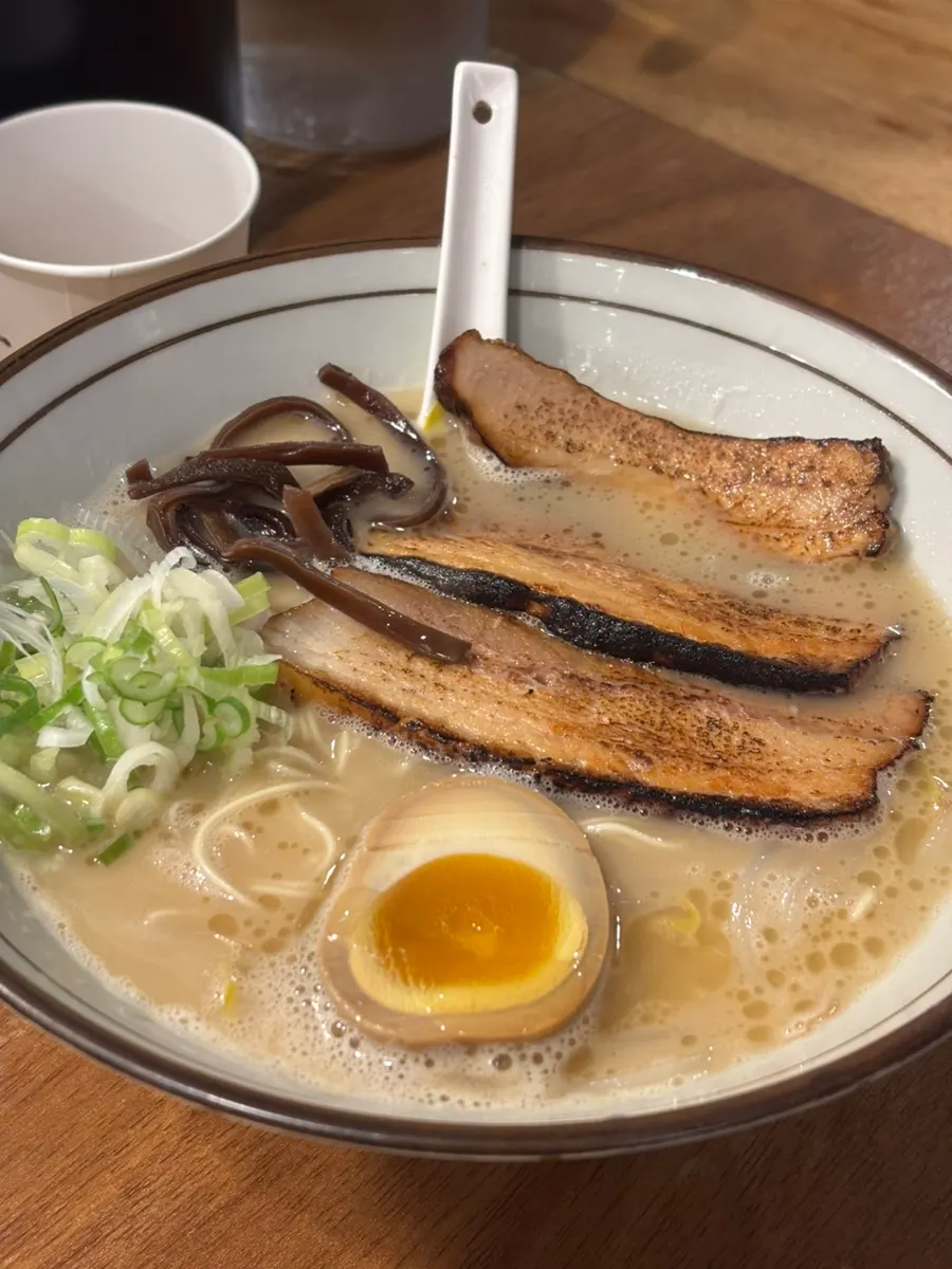 Bowl of tonkotsu ramen with extra chashu
