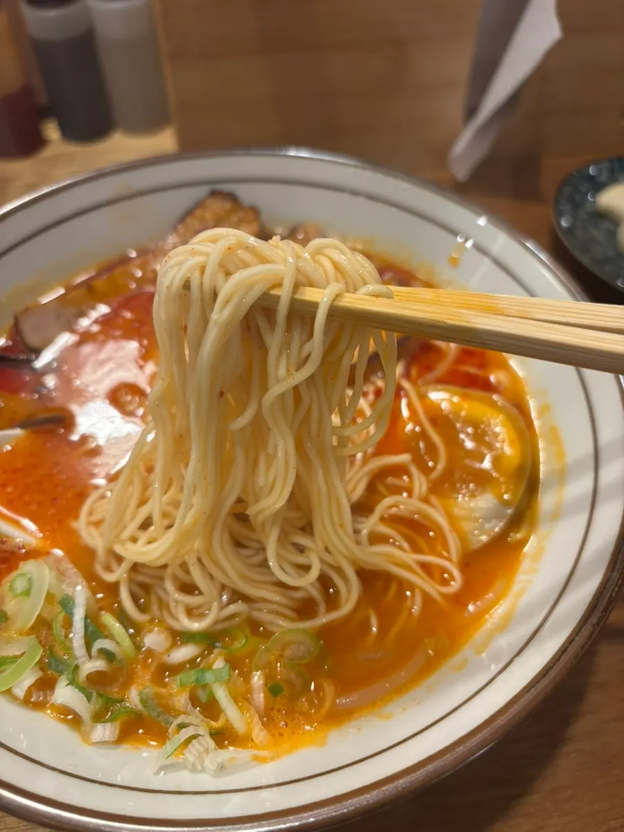 Close-up of rich tonkotsu broth