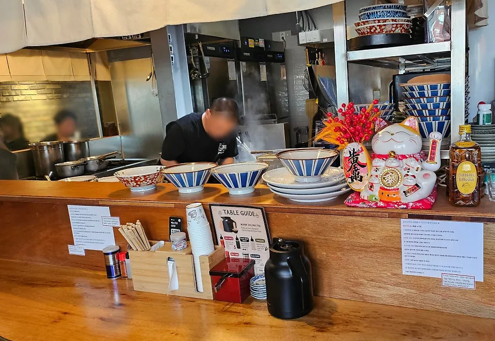 Table after finishing the meal at Okagura Ramen