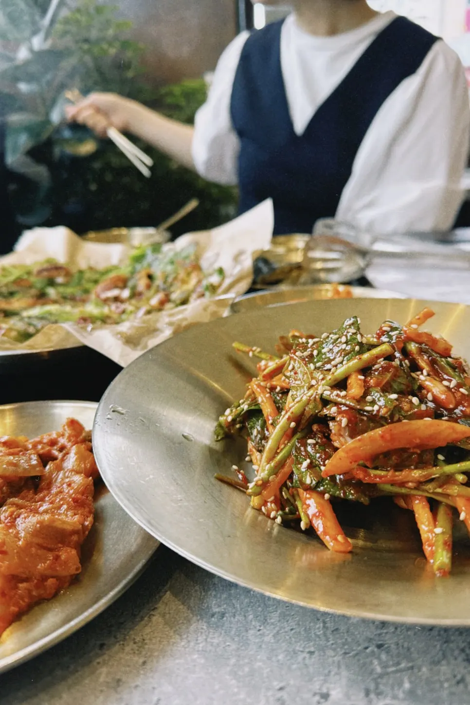 Feast set dishes being served on the table