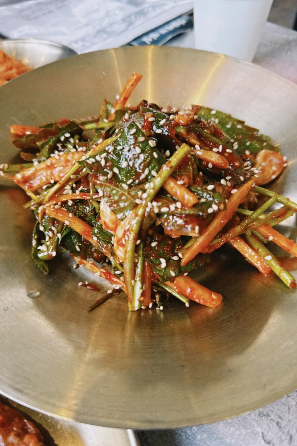 Squid muchim swapped in for the beef tendon stir-fry
