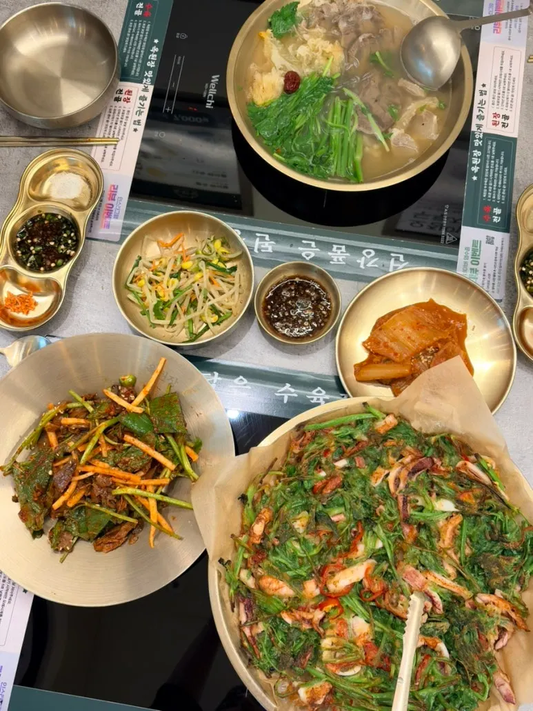 Full table spread of the feast set for two ordered together