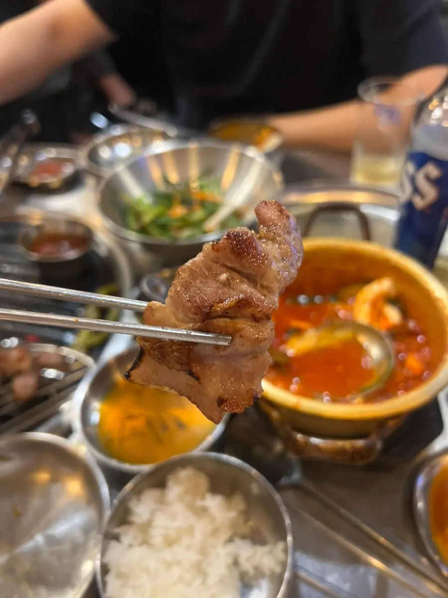 Pork barbecue table after the meal