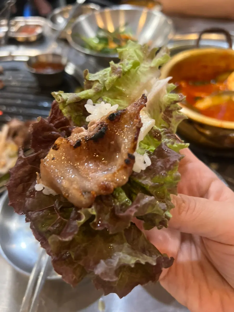Charcoal-grilled pork meal spread