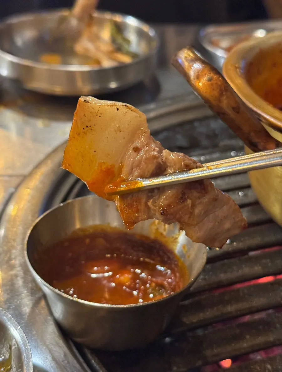 Grilled kkodeulsal with a springy chewy texture