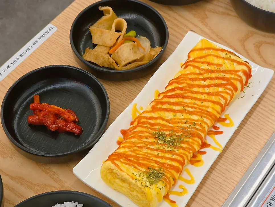 Full table setting with budae-jjigae