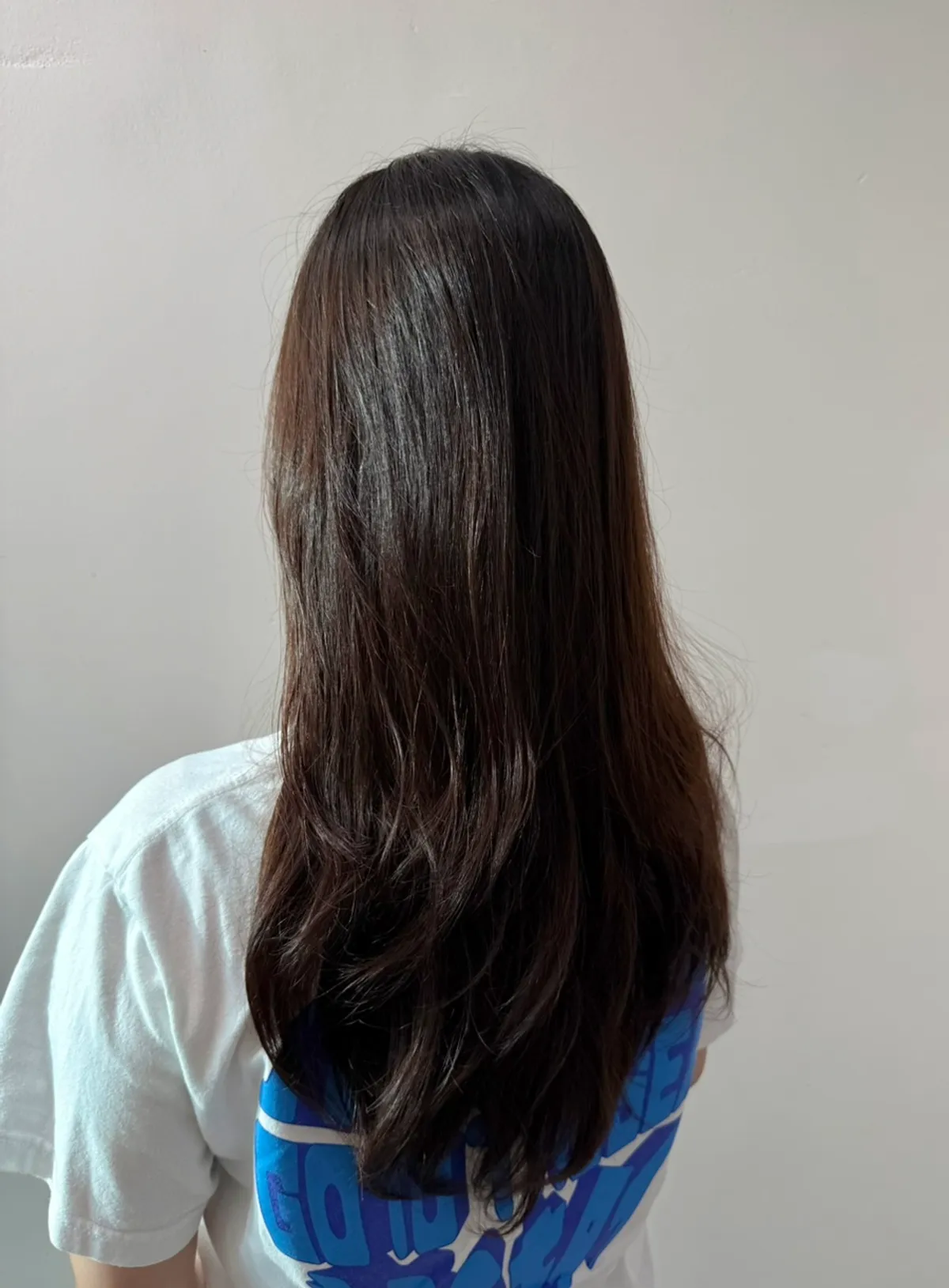 Finished hair after the C-curl perm and top straightening