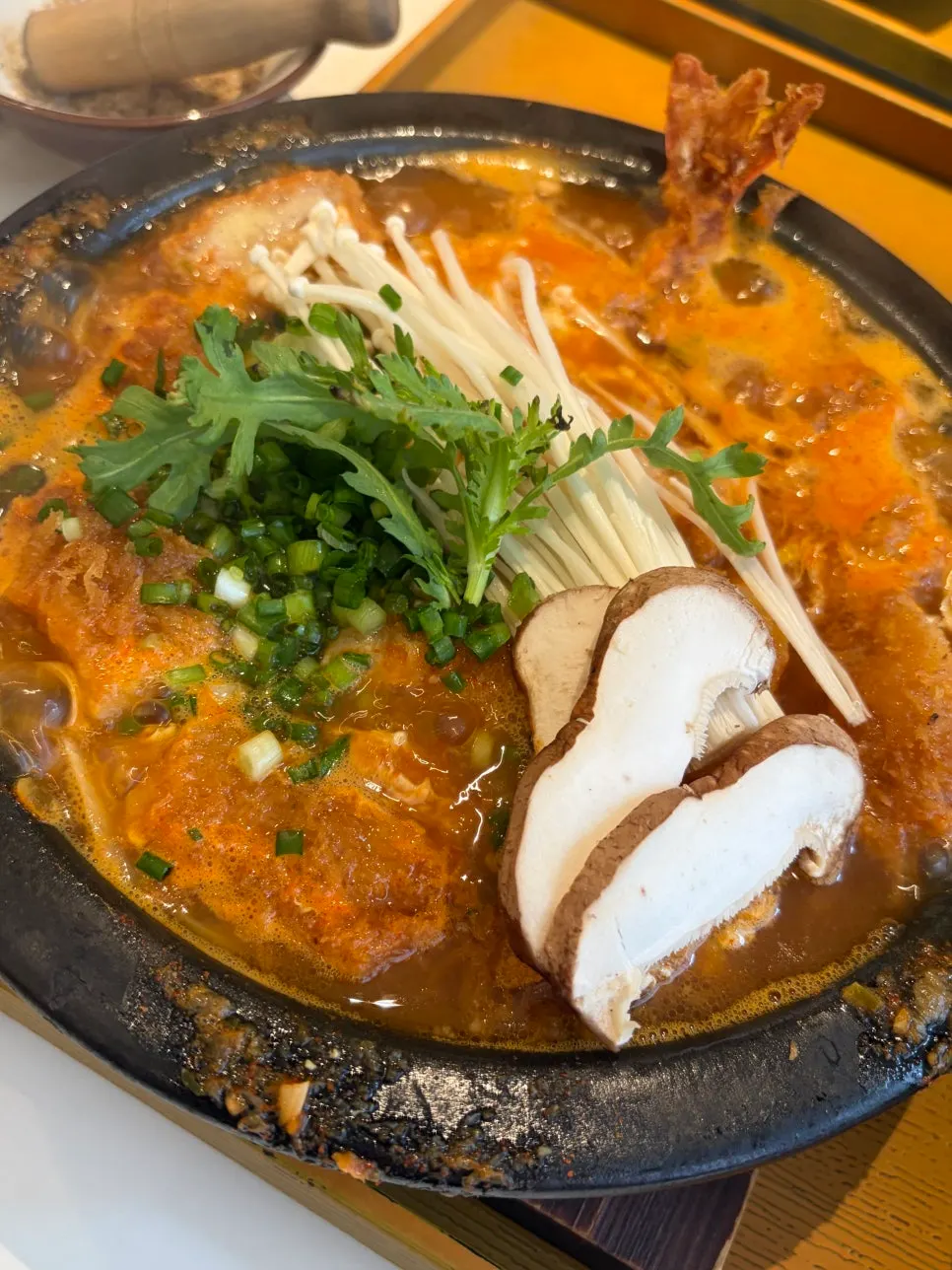 Kimchi nabe set served bubbling hot