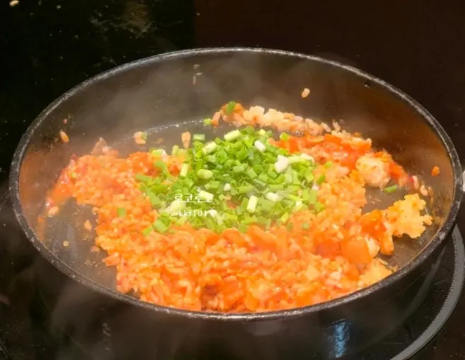 Finished mozzarella kimchi fried rice
