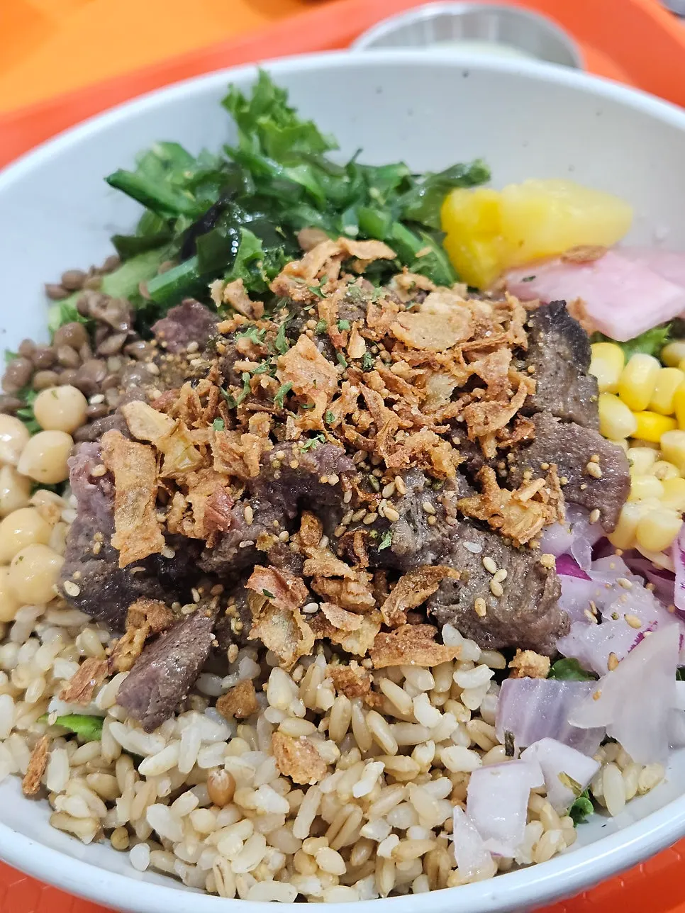 Skirt steak dish placed on the table