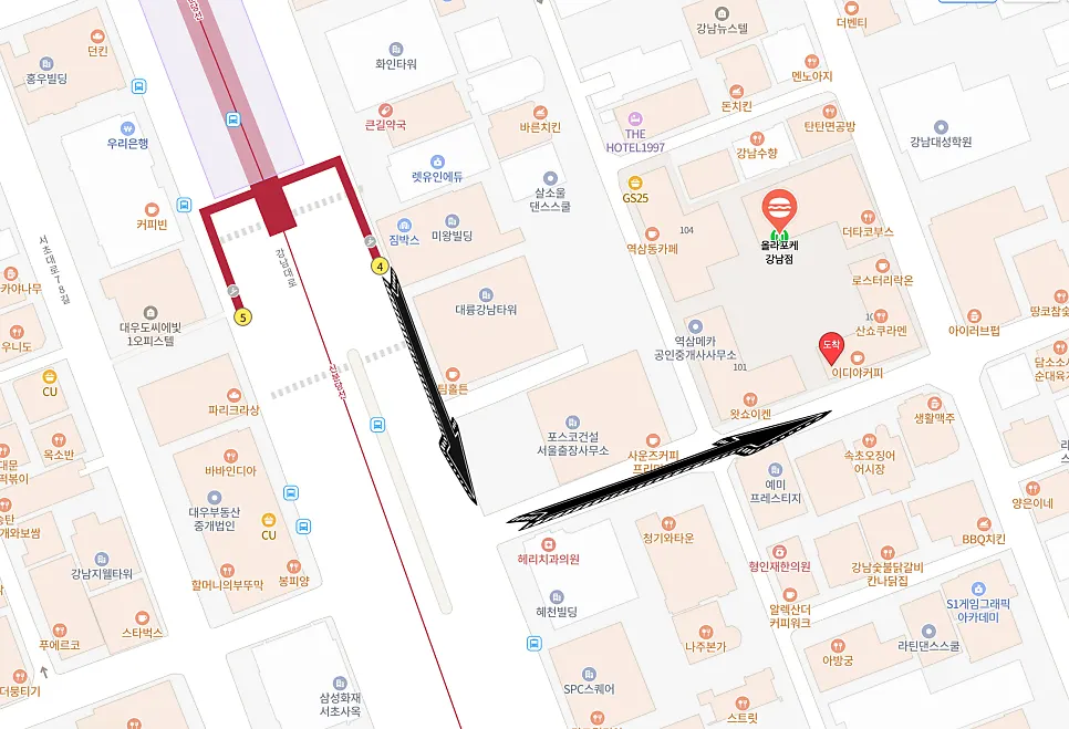 Directions photo from Gangnam Station Exit 4