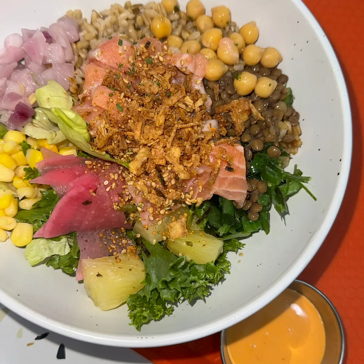 Full bowl of salmon poke