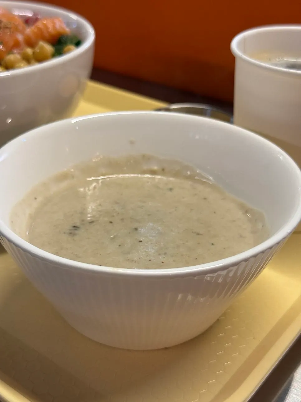 Warm mushroom soup served as part of the set