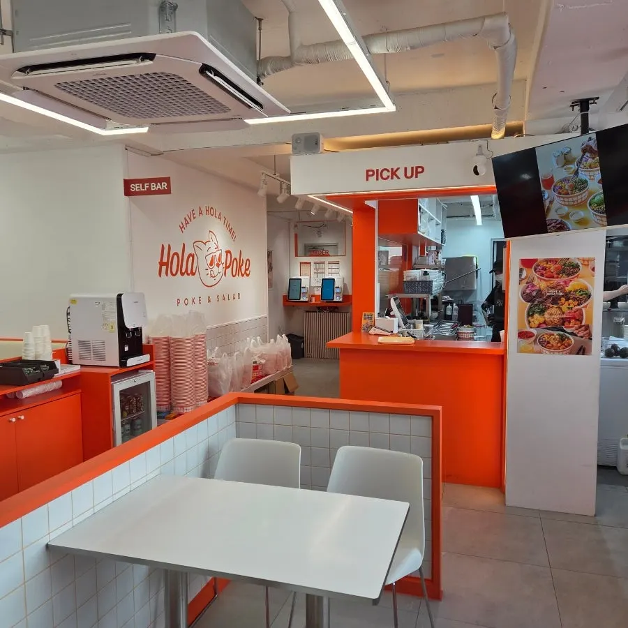 Neatly arranged dining hall of the poke store