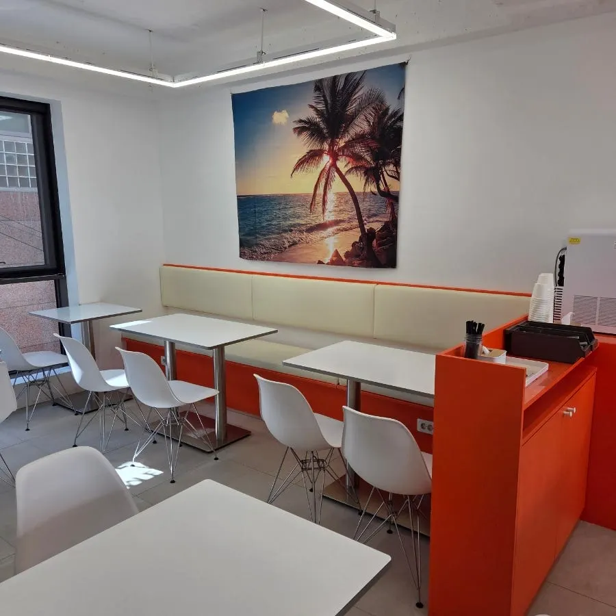 Hawaiian-themed interior decor of the store