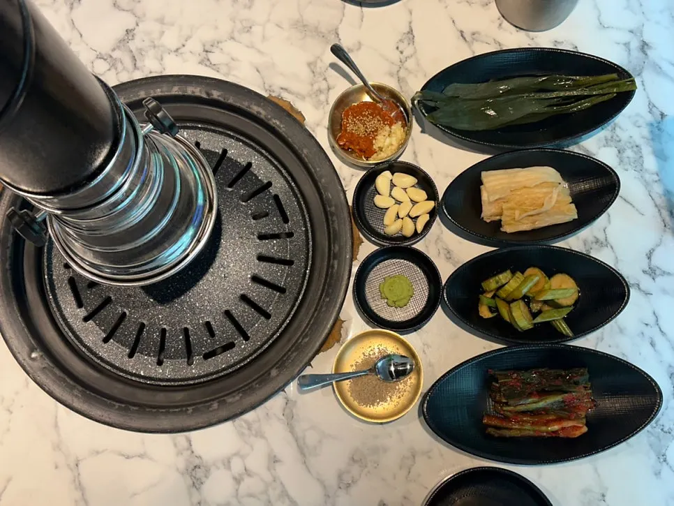Side dishes pre-set at a reserved table