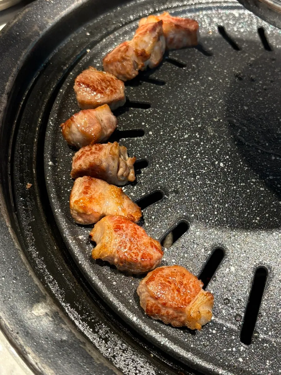 Pork loin cap grilling on the grill
