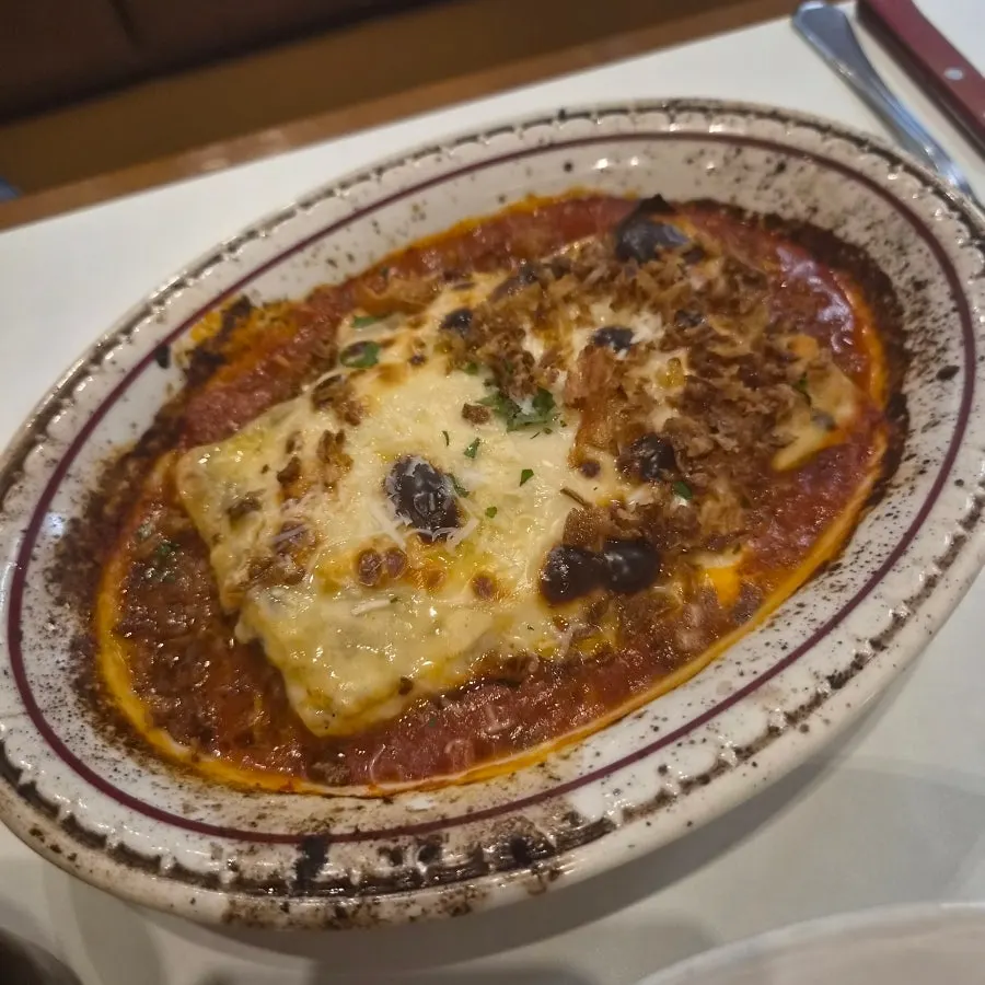 Homemade lasagna topped with cheese