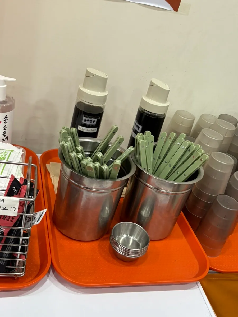Self-serve bar with cutlery and rooibos tea