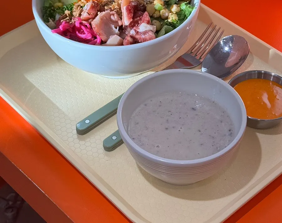Mushroom soup served as part of the set